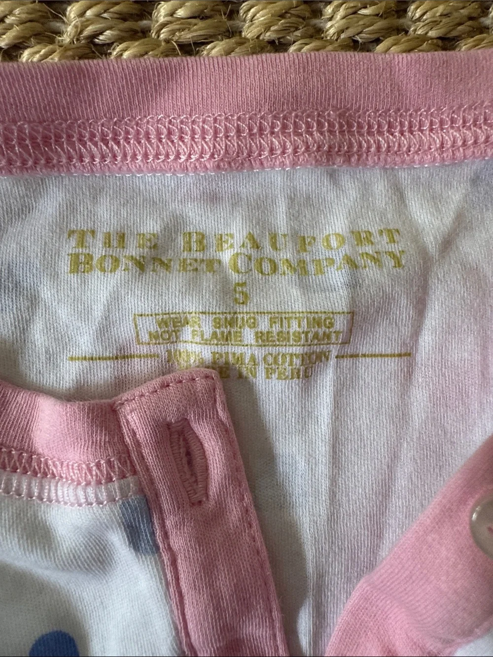 The Beaufort Bonnet Company White Heart-Print Pajama Set with Pink Trim